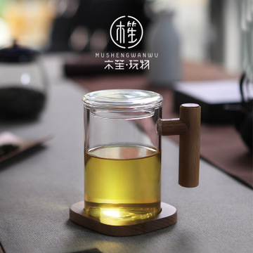 木質高硼硅玻璃過濾泡花茶杯套裝