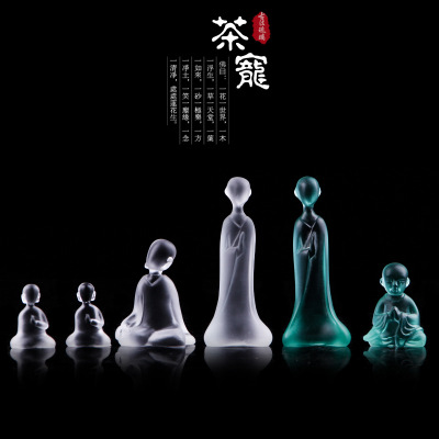 琉璃佛像茶寵擺件禪意沙彌小和尚